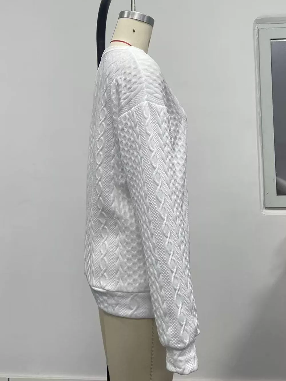 Textured Knit Crewneck Sweatshirt, image 7
