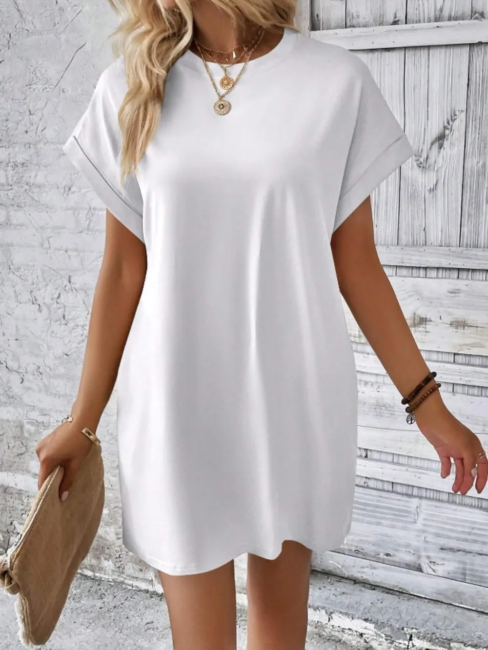 Pocketed Round Neck Short Sleeve Dress, image 23