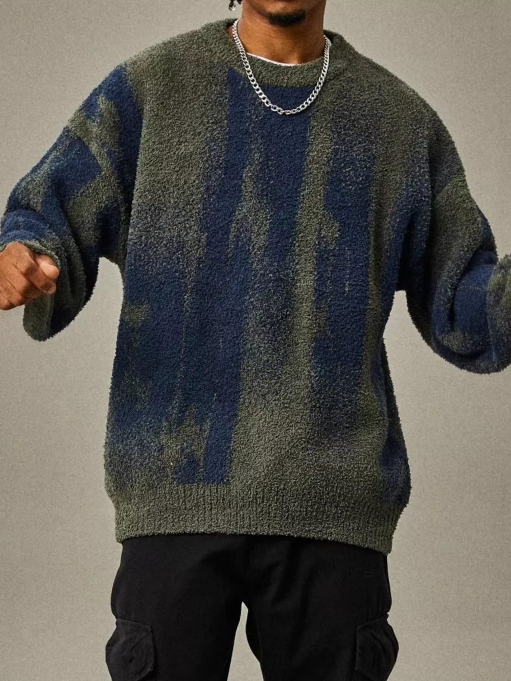 Men's Plus Size Textured Dropped Shoulder Sweater, image 5