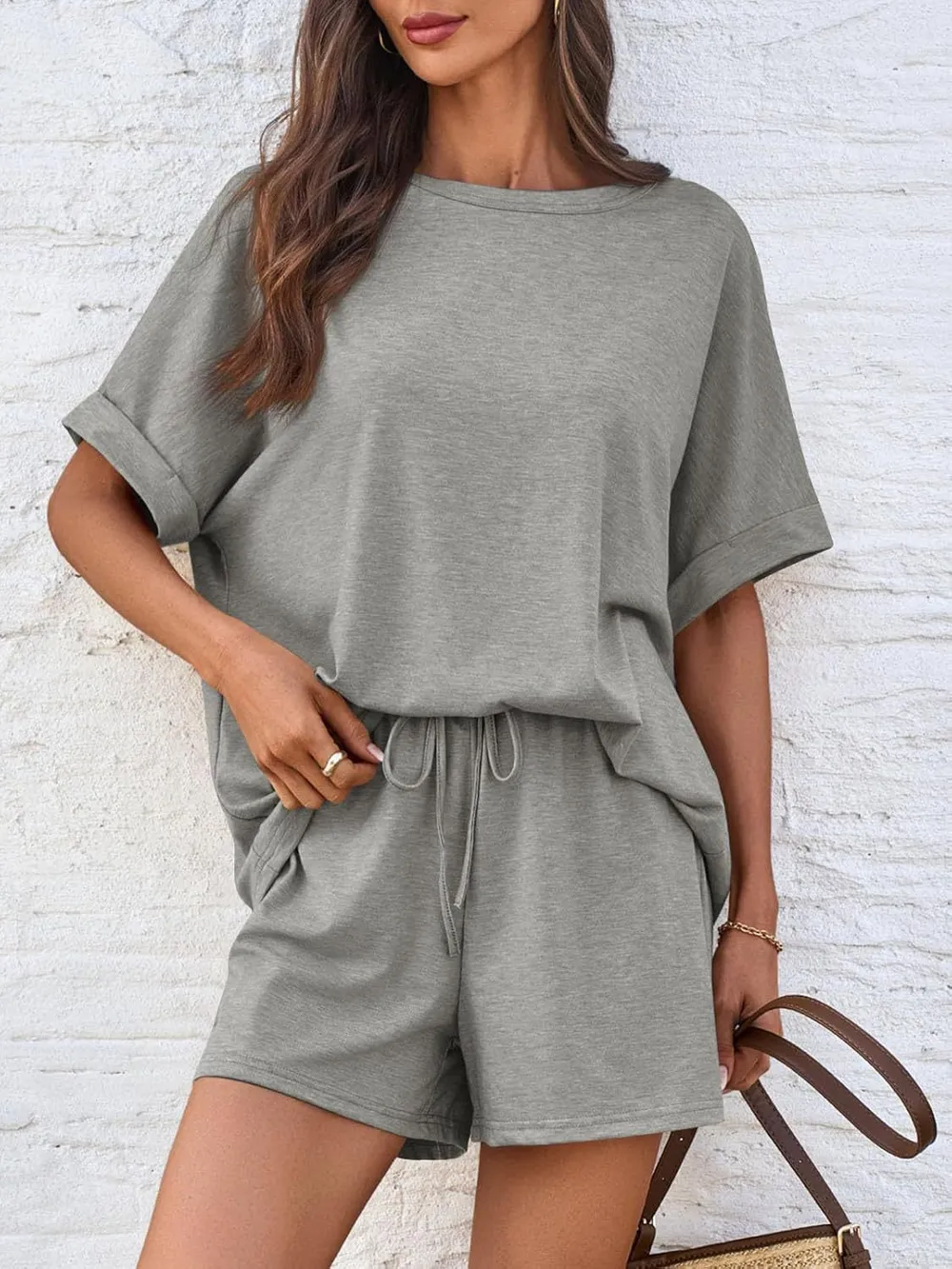 Round Neck T-Shirt and Drawstring Shorts Set, image 18