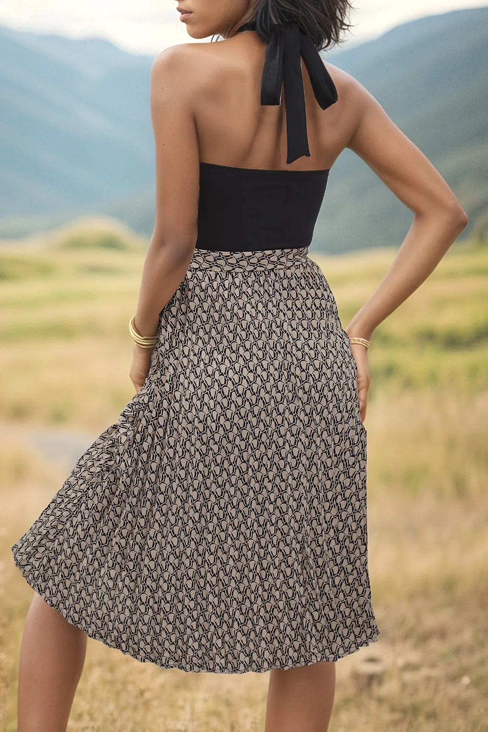 Crisscross Printed Halter Neck Dress, image 4