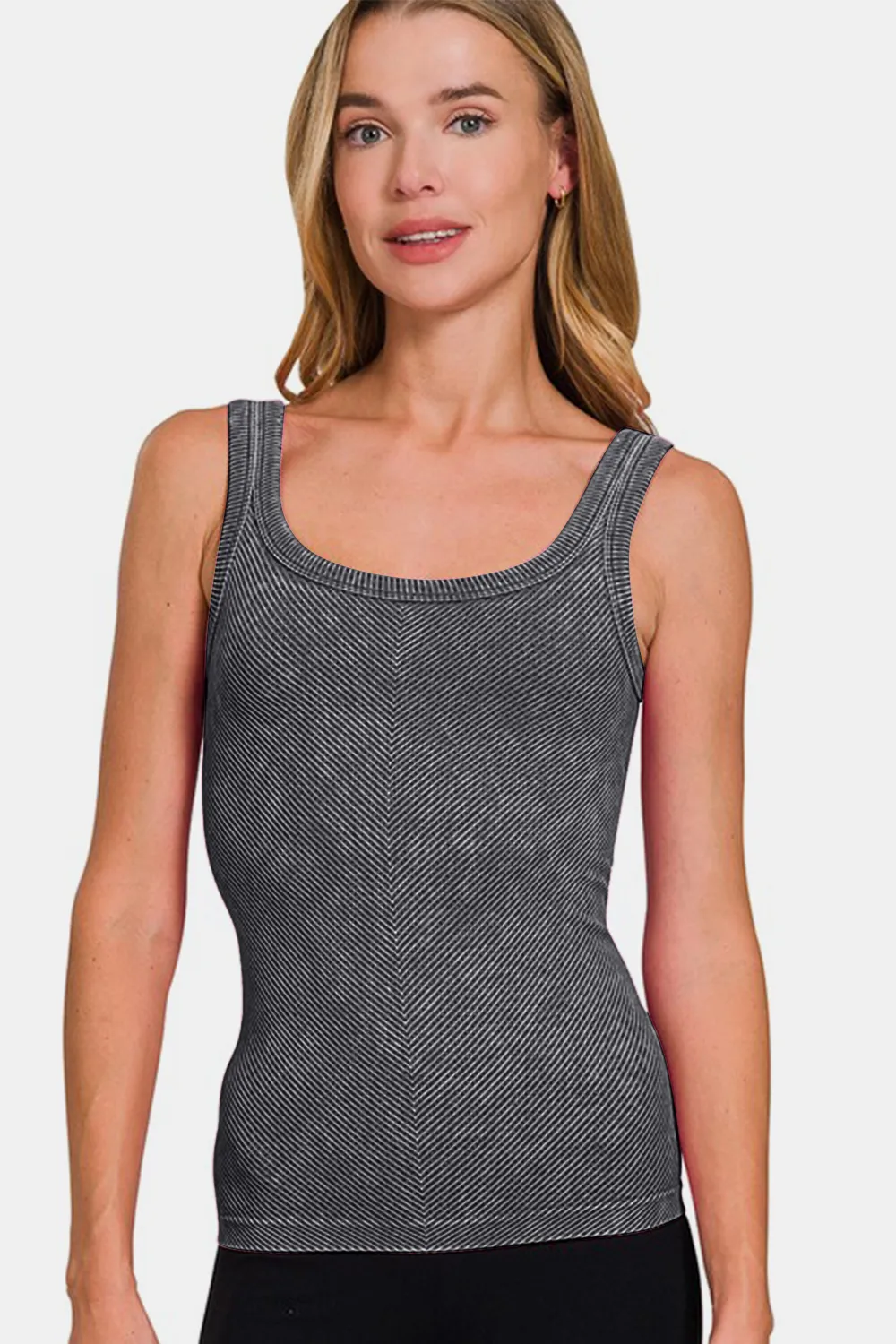 Ribbed Scoop Neck Tank, image 2