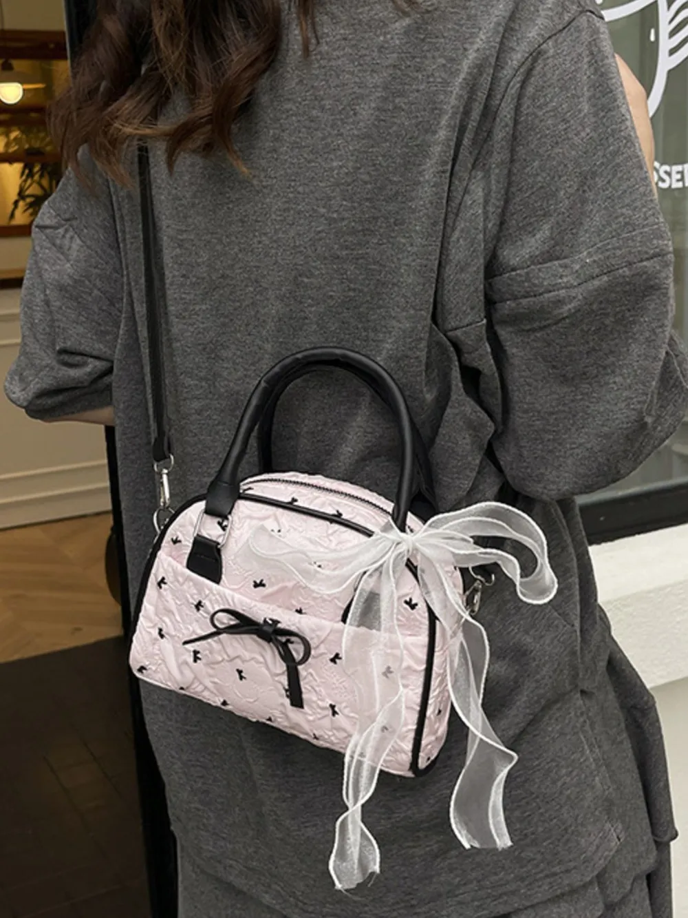 Ruched Bow Crossbody Bag, image 3