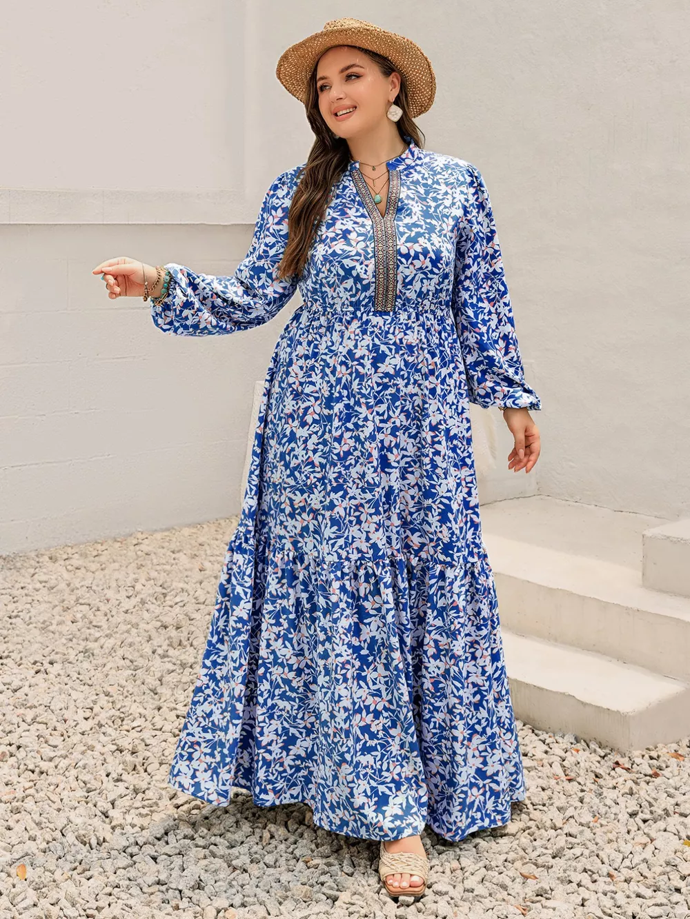 Plus Size Floral Print Bohemian Maxi Dress, image 7