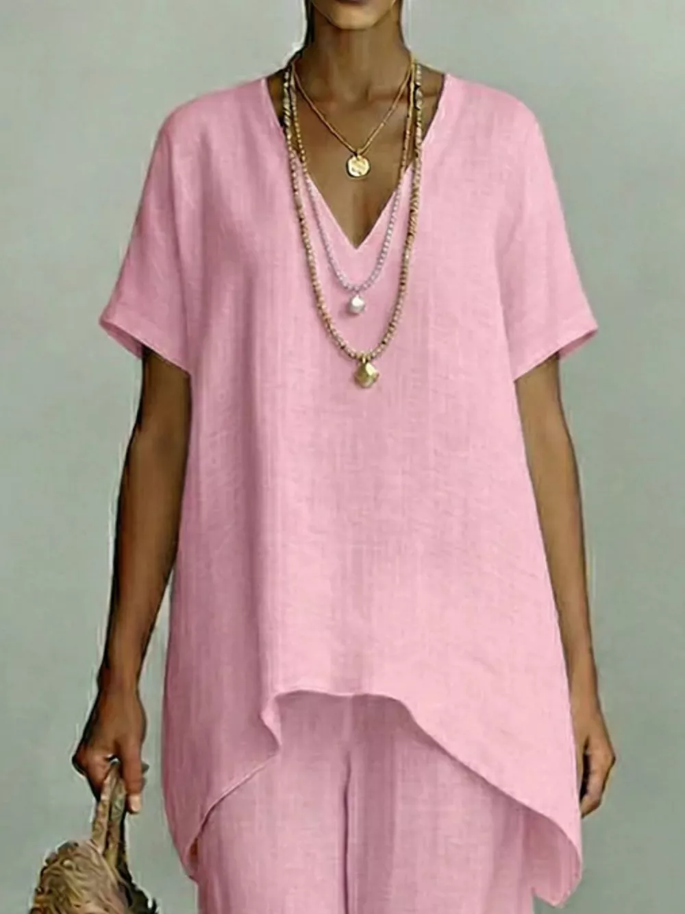 Full Size V-Neck Top and Wide-Leg Pants Set Plus Size, image 4