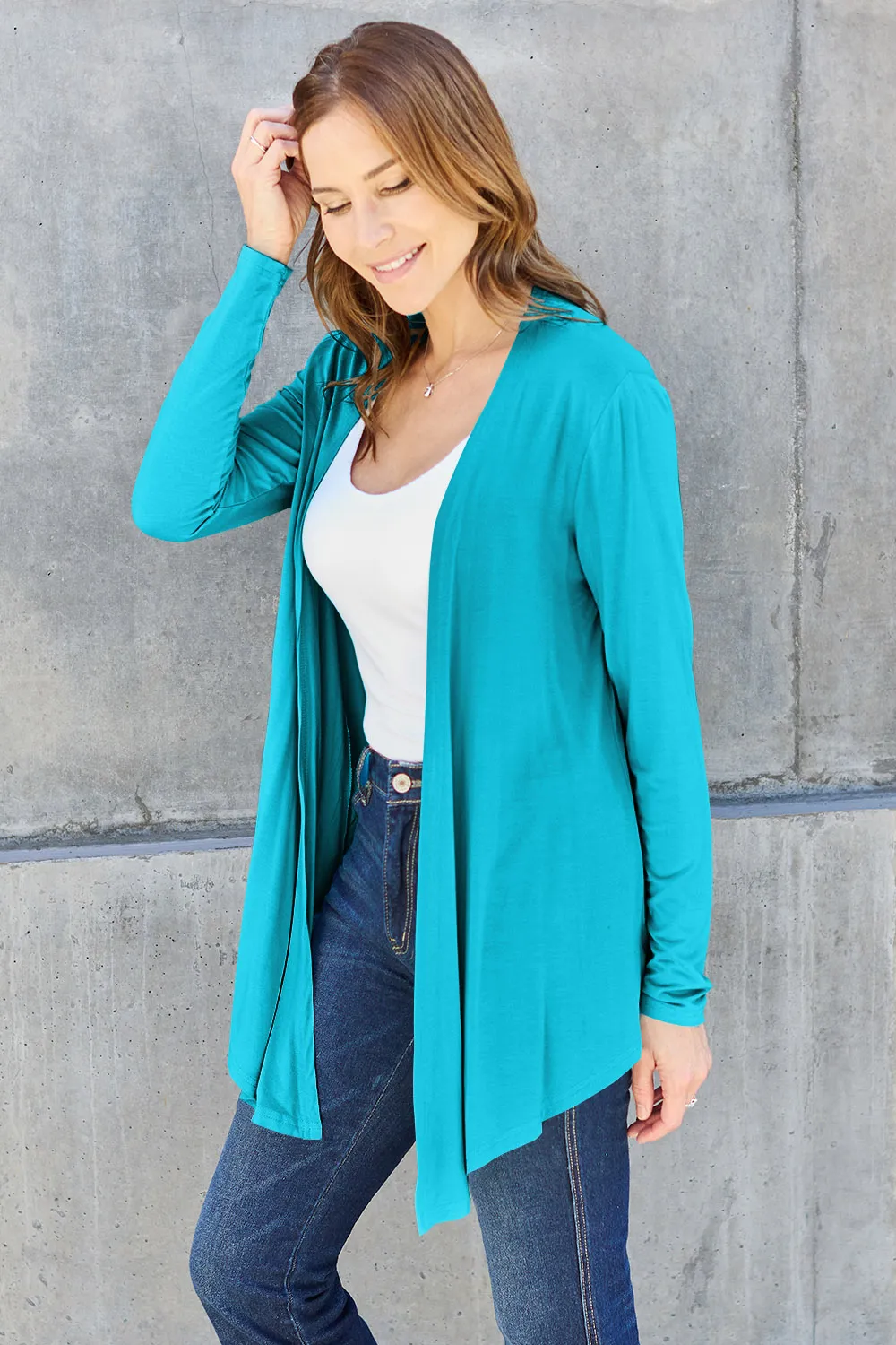 Full Size Open Front Long Sleeve Cardigan, image 19