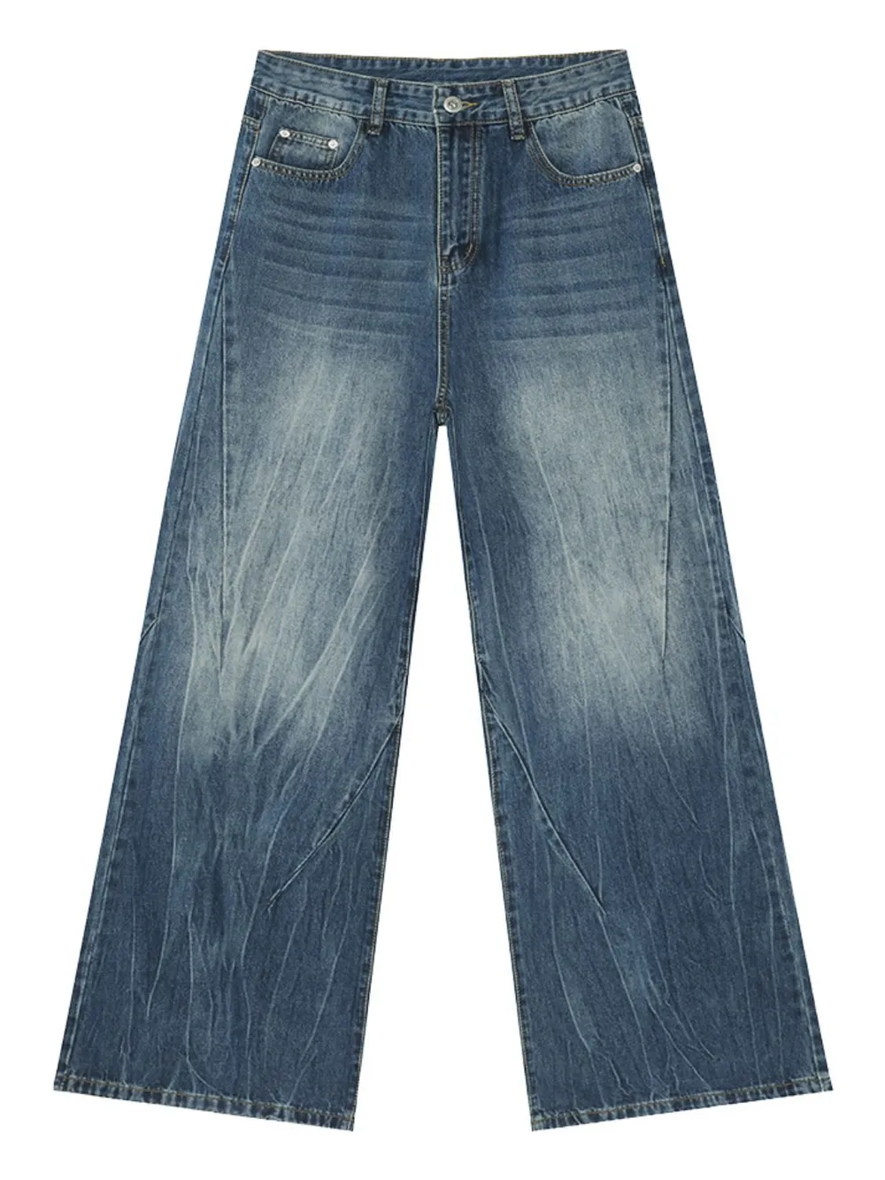 Washed Lightning Pattern Wide Leg Jeans, image 6