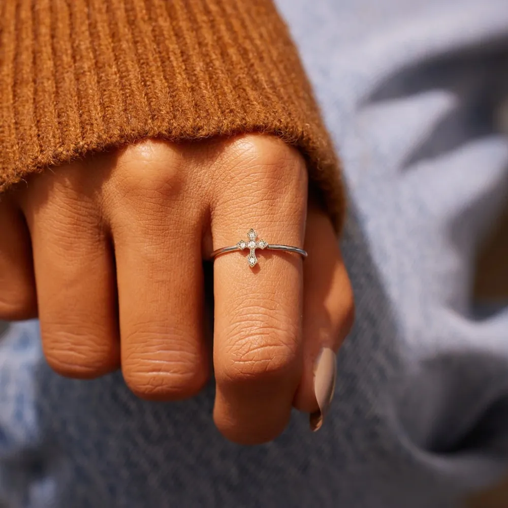 925 Sterling Silver Cross Ring, image 7