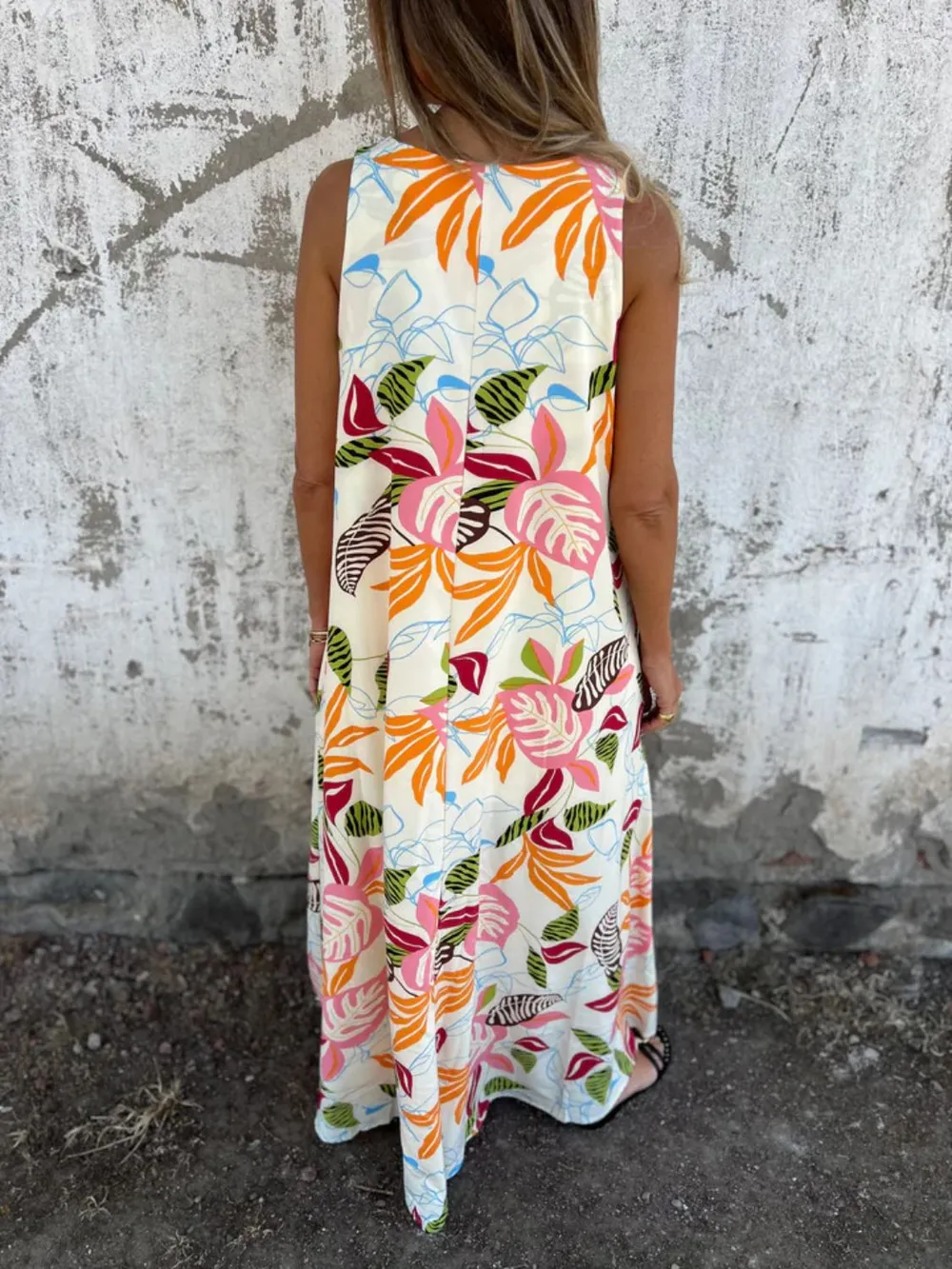 Full Size Printed V-Neck Sleeveless Dress Plus Size, image 18