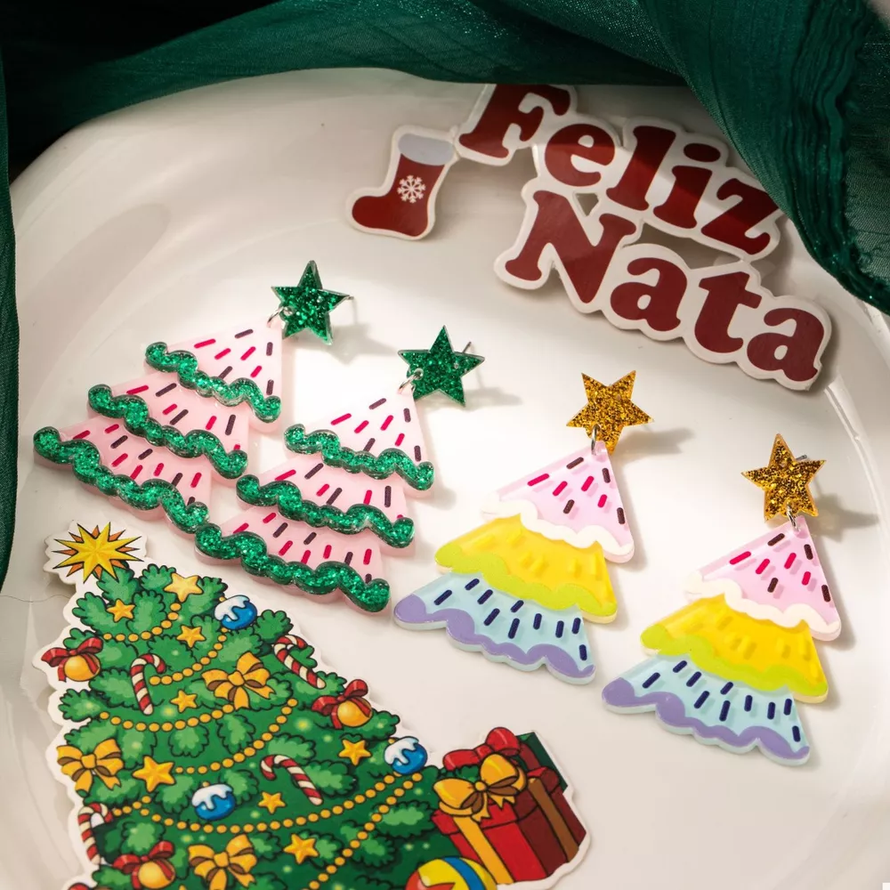 Christmas Tree Dangle Earrings, image 2