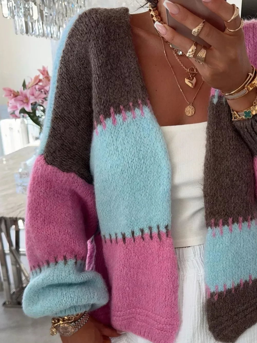 Color Block Open Front Cardigan, image 11
