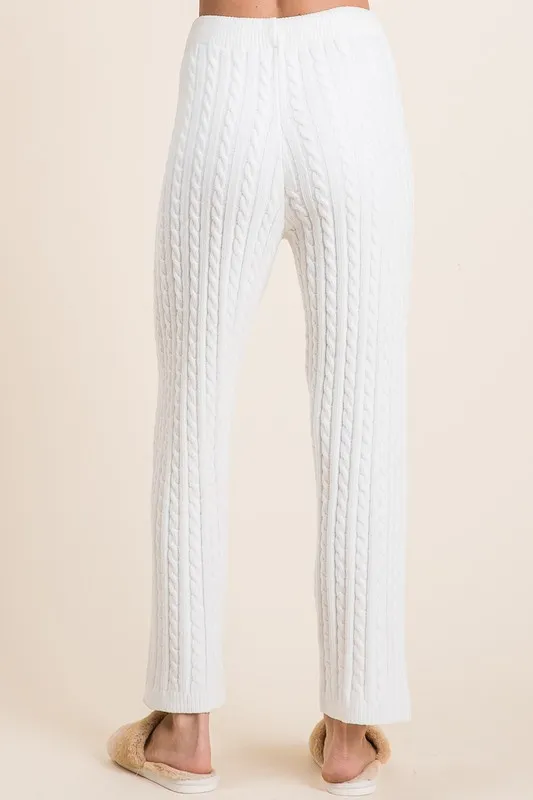 Cable-Knit High Waist Sweater Pants, image 3