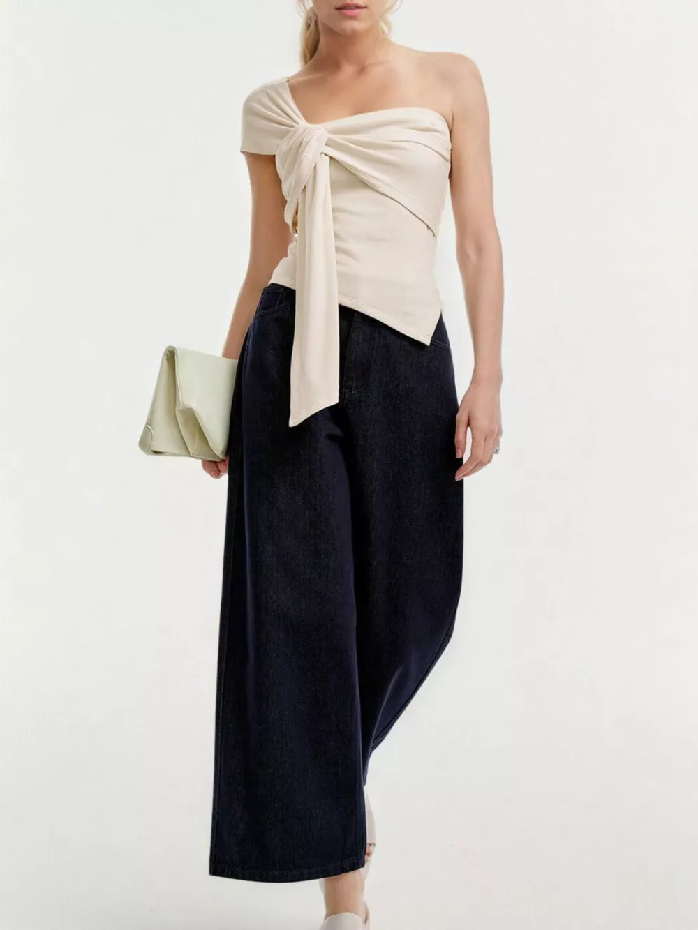 One-Shoulder Knot Detail T-Shirt, image 5