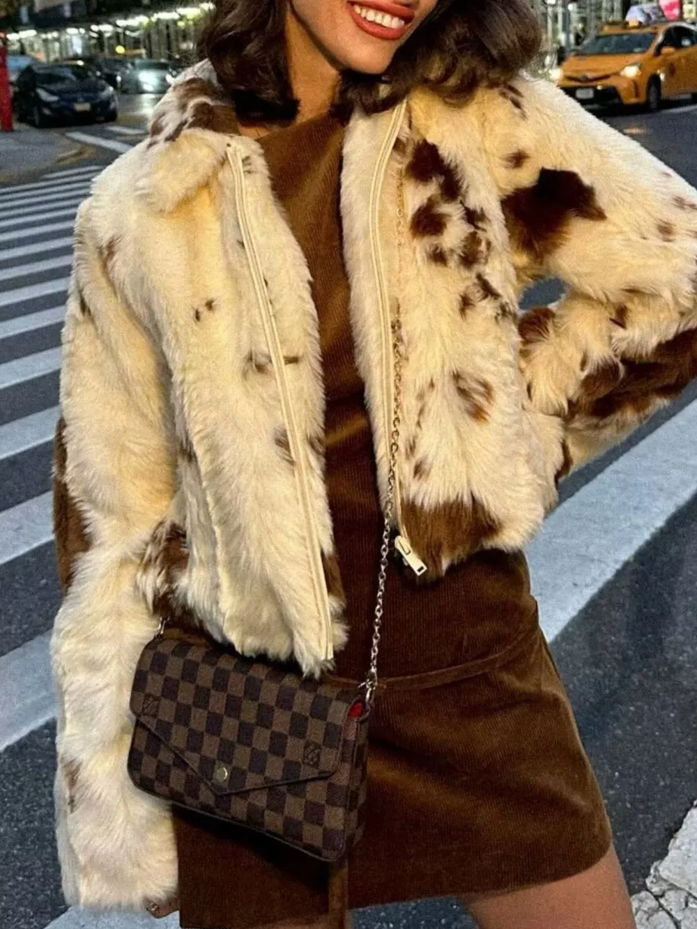 Faux Fur Zip Up Cropped Outerwear, image 3