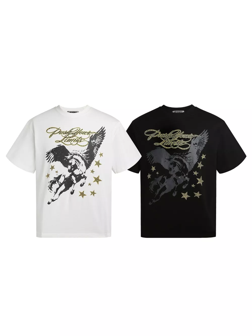 Men's Pegasus and 'Push Your Limits' Slogan Round Neck T-Shirt, image 4