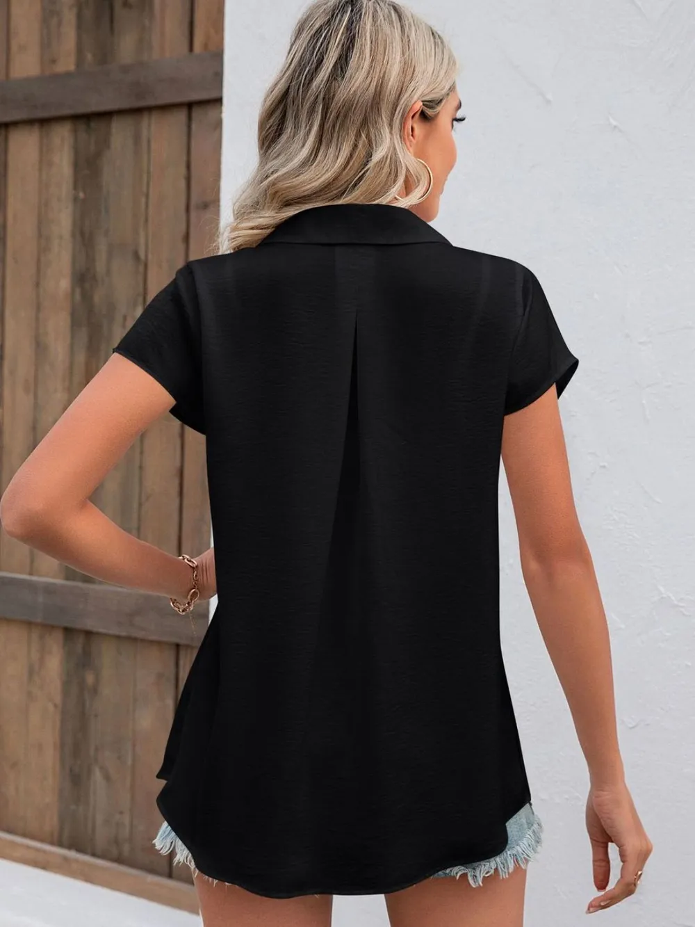 Button Up Collared Neck Short Sleeve Shirt, image 10
