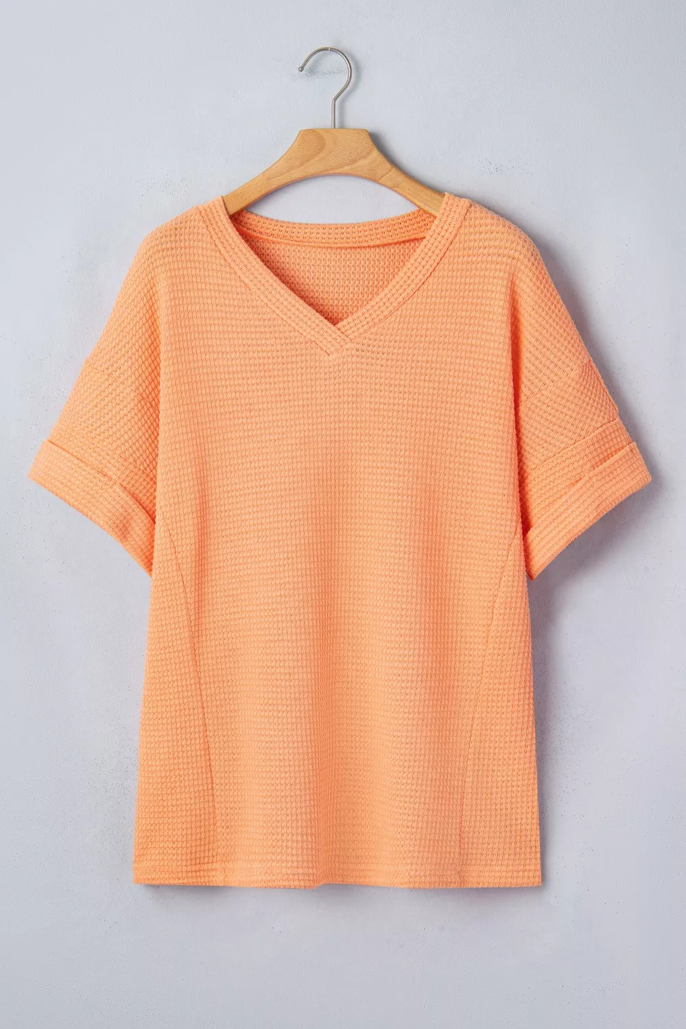 Textured Waffle Knit V-Neck T-Shirt, image 16