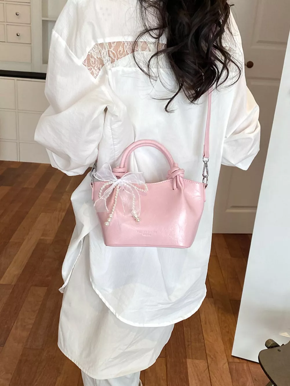 Bowknot Pearl Decor Crossbody Bag, image 6