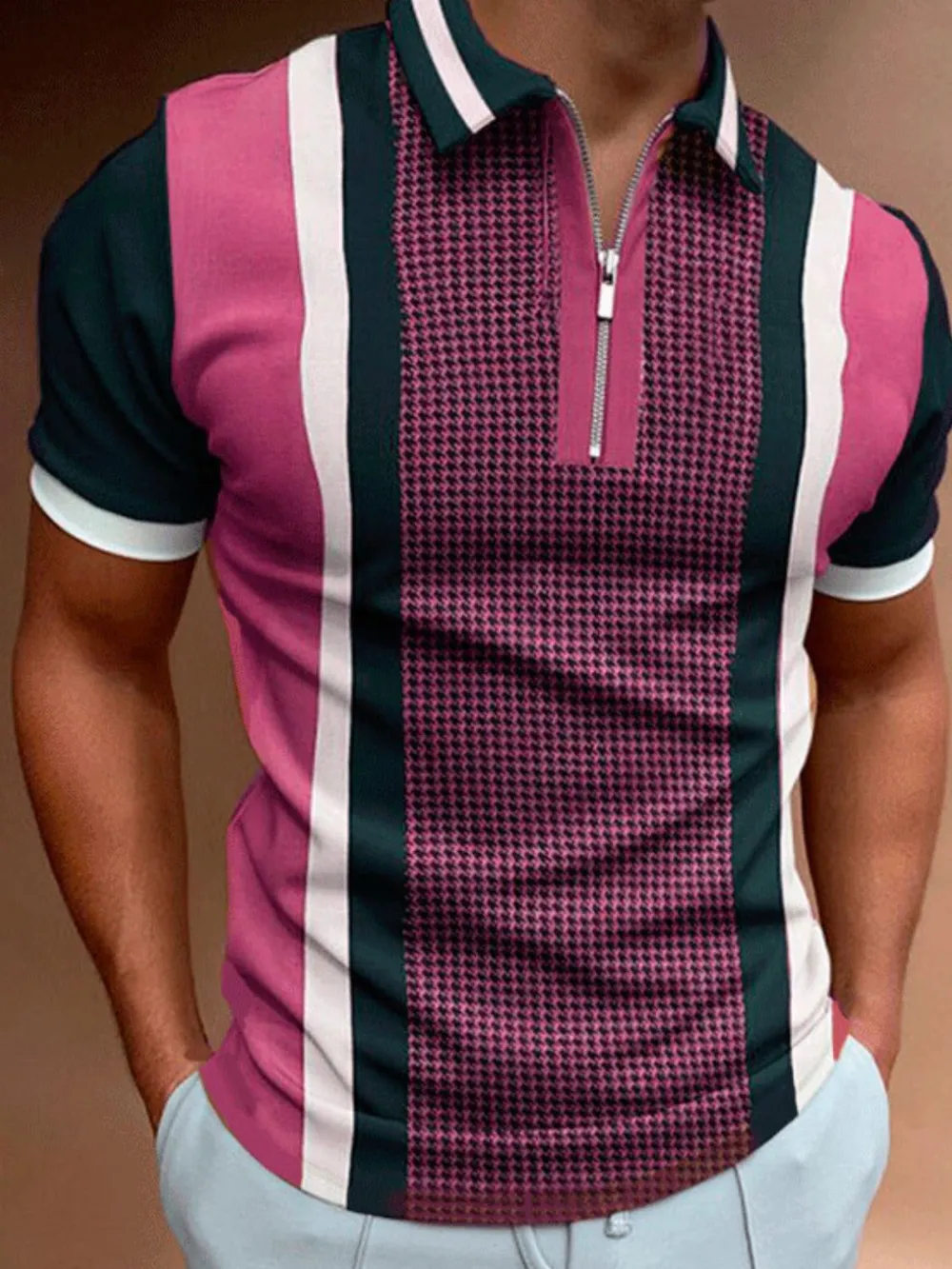 Men's Full Size Quarter Zip Short Sleeve Polo Plus Size, image 4
