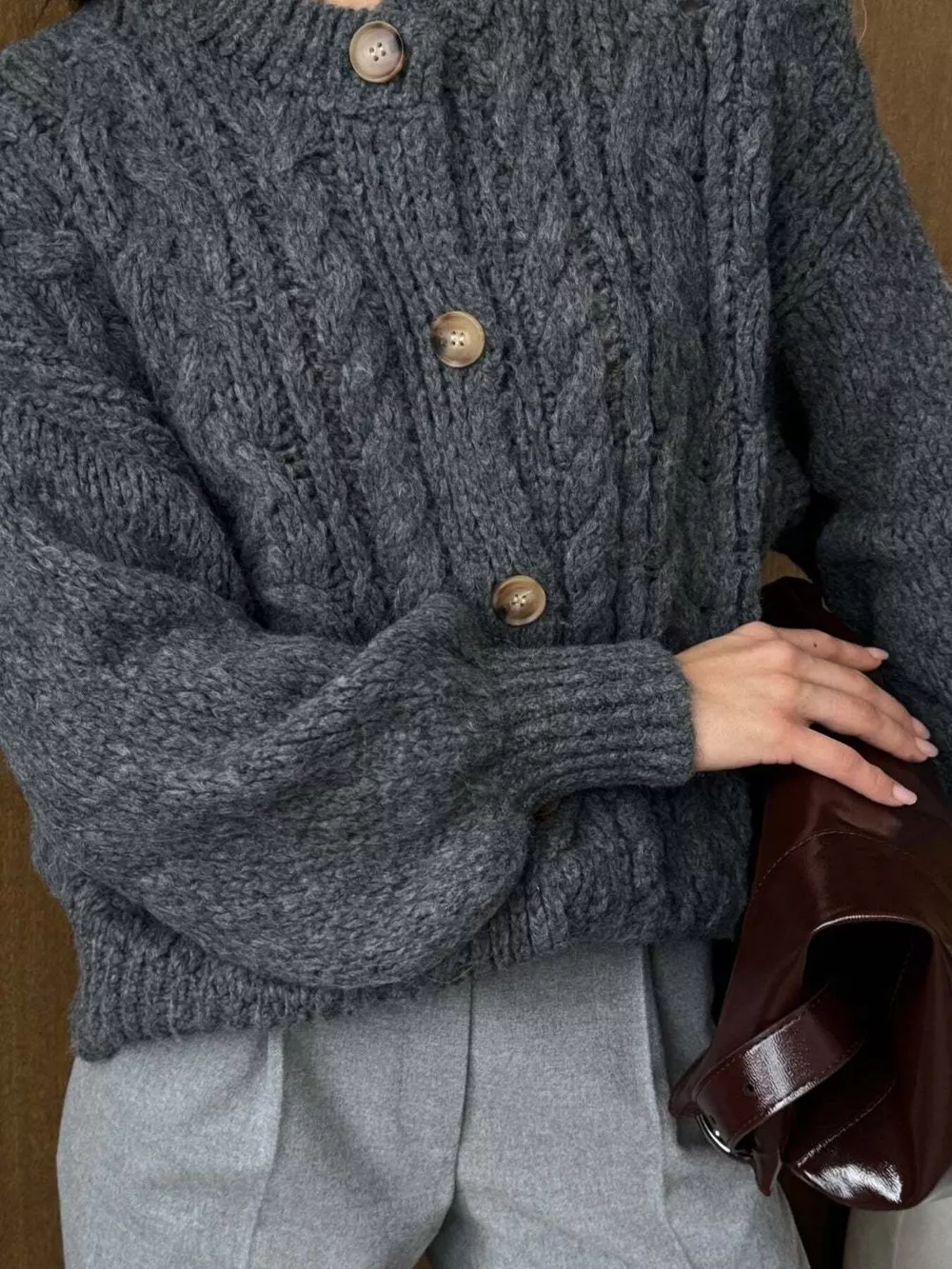 Cable Knit Button-Down Cardigan, image 17