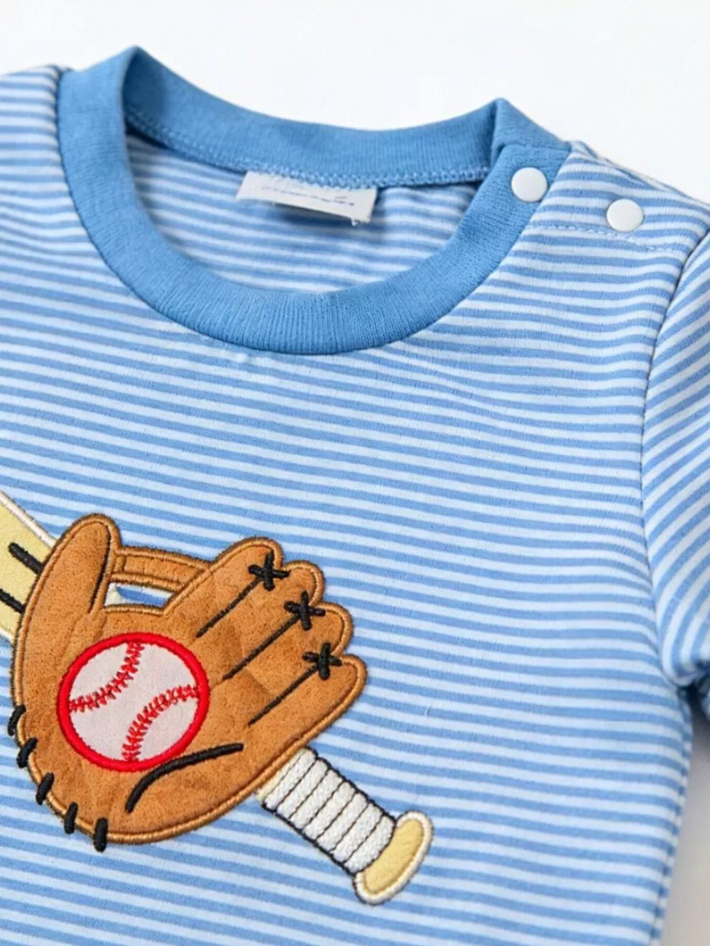 Children's Baseball Glove Embroidered Striped Baby One-Piece, image 2