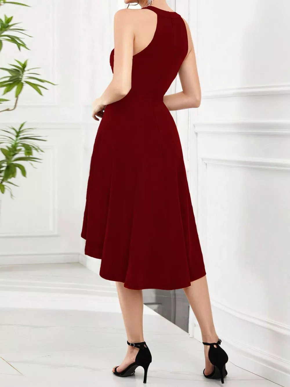 Elegant High-Low Hem Sleeveless Dress, image 29