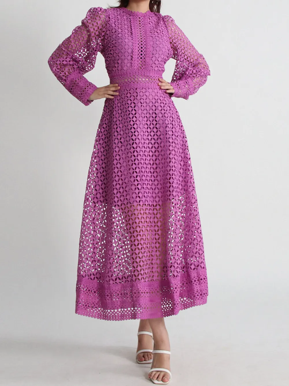 Lace Long Sleeve Midi Dress, image 15