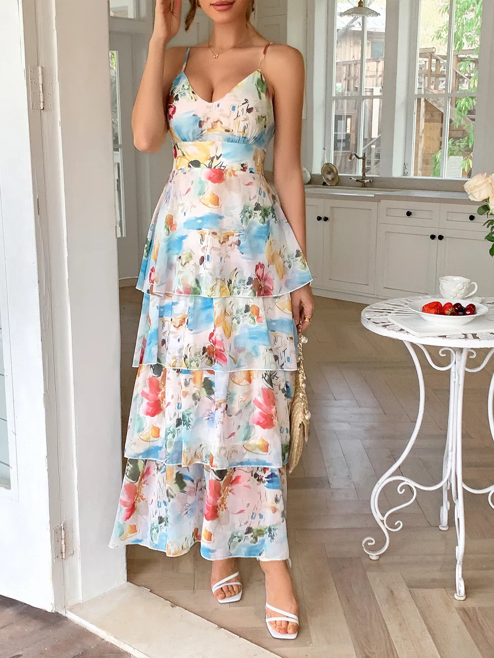 Floral Print Layered Maxi Cami Dress, image 15