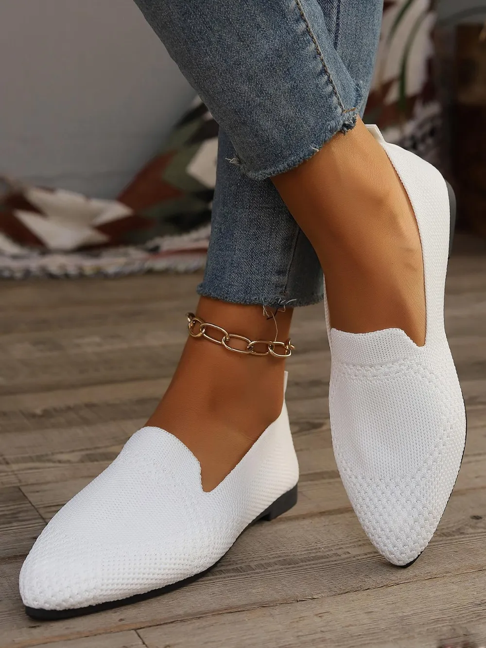 Point Toe Mesh Flats Slip-Ons, image 5