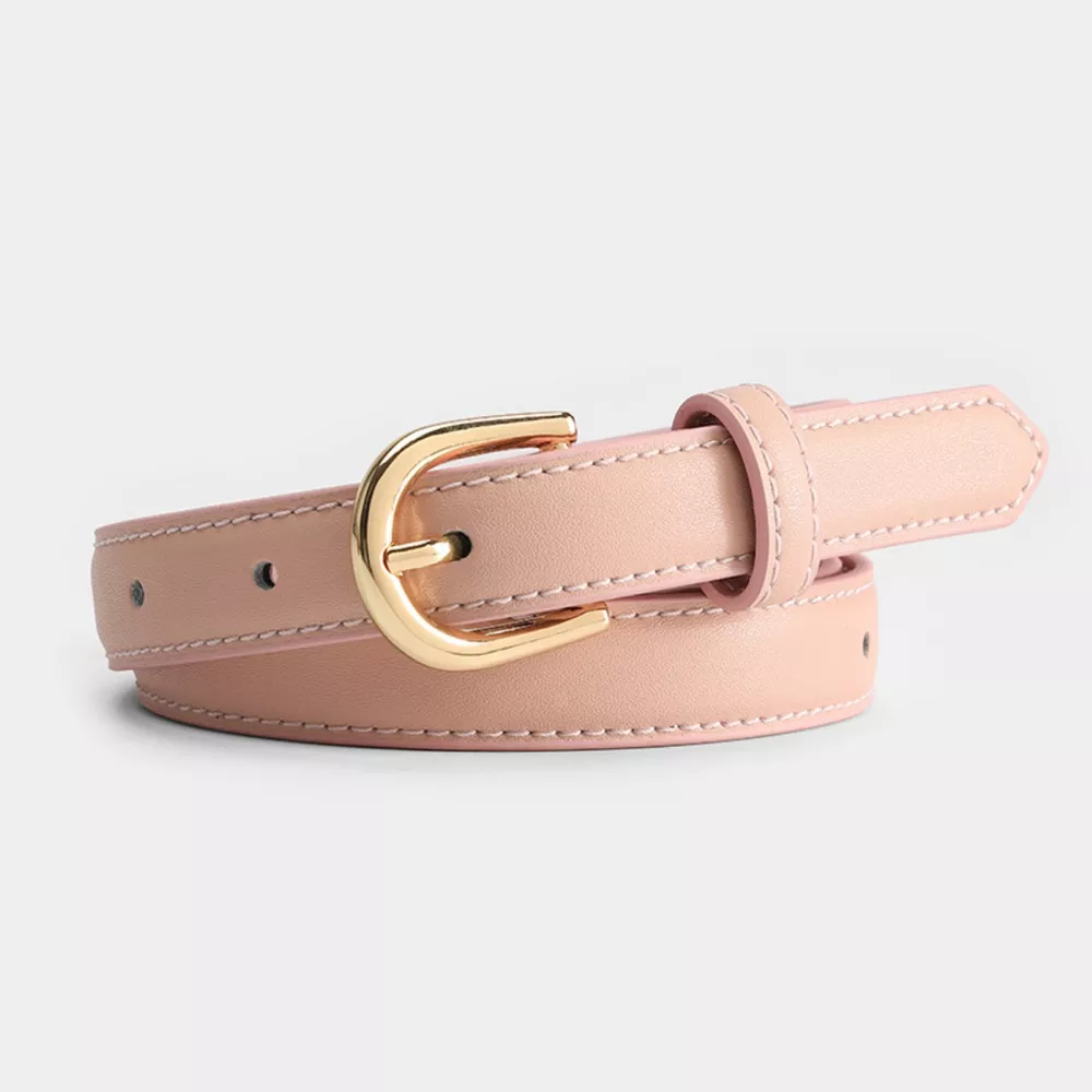 Leather Belt with Golden Buckle, image 2