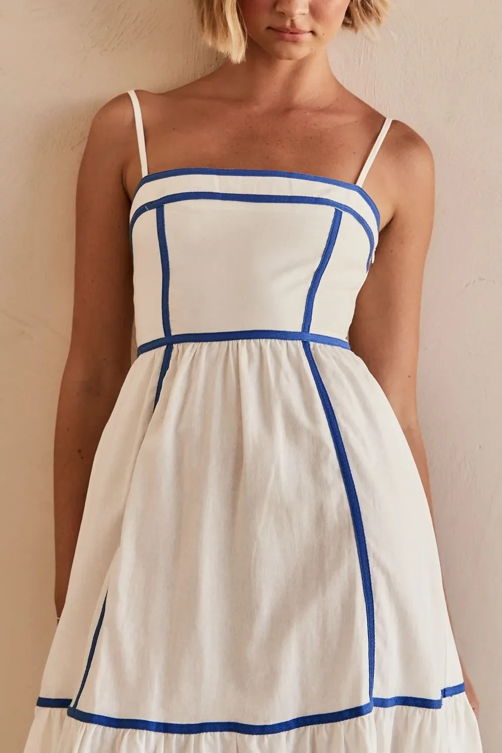 Contrast Trim Square Neck Midi Cami Dress, image 5