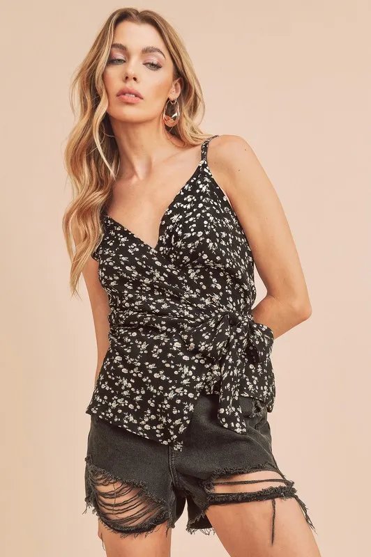 Ditsy Floral Surplice Adjustable Straps Cami