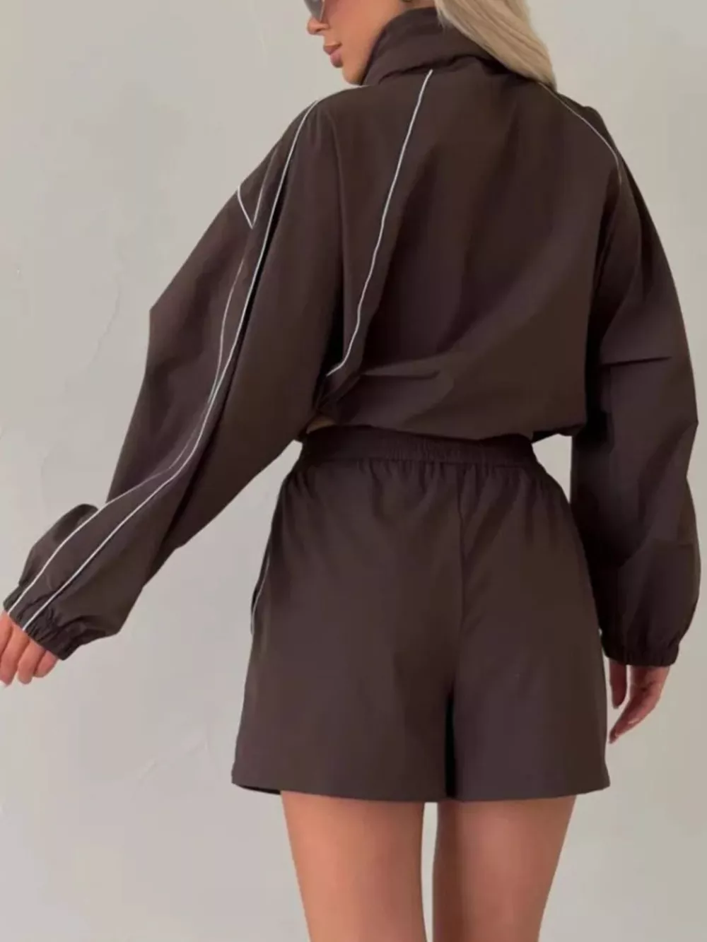 Drawstring Zip-Up Jacket and Shorts Set, image 7