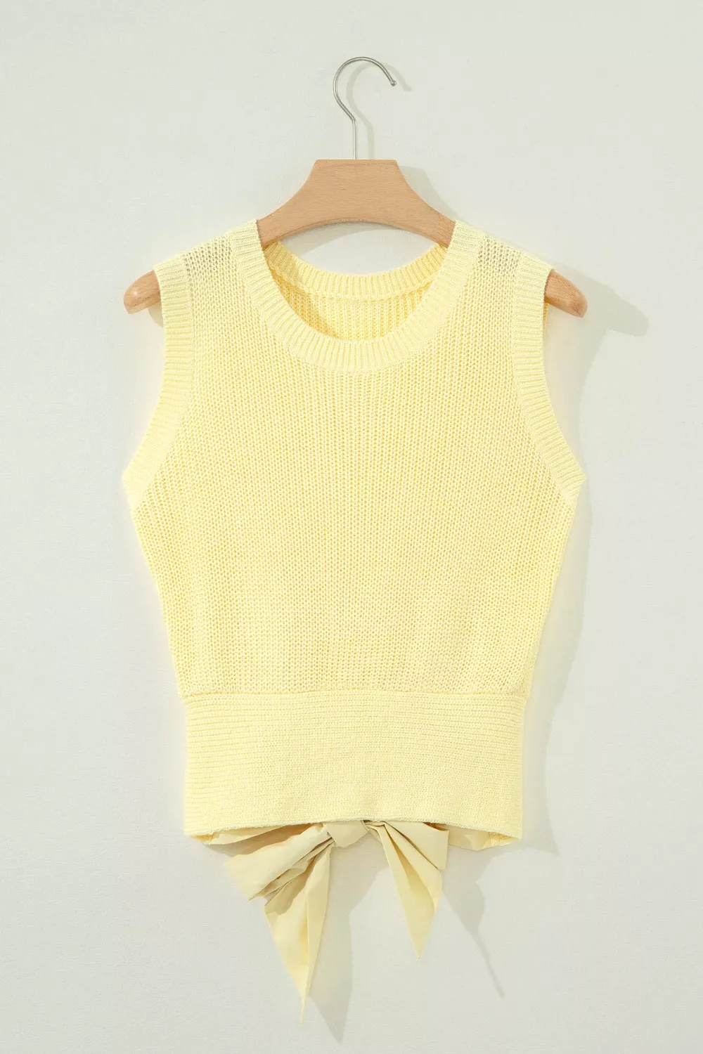 Solid Color Cropped Knit Knot Back Cutout Sweater Tank, image 4