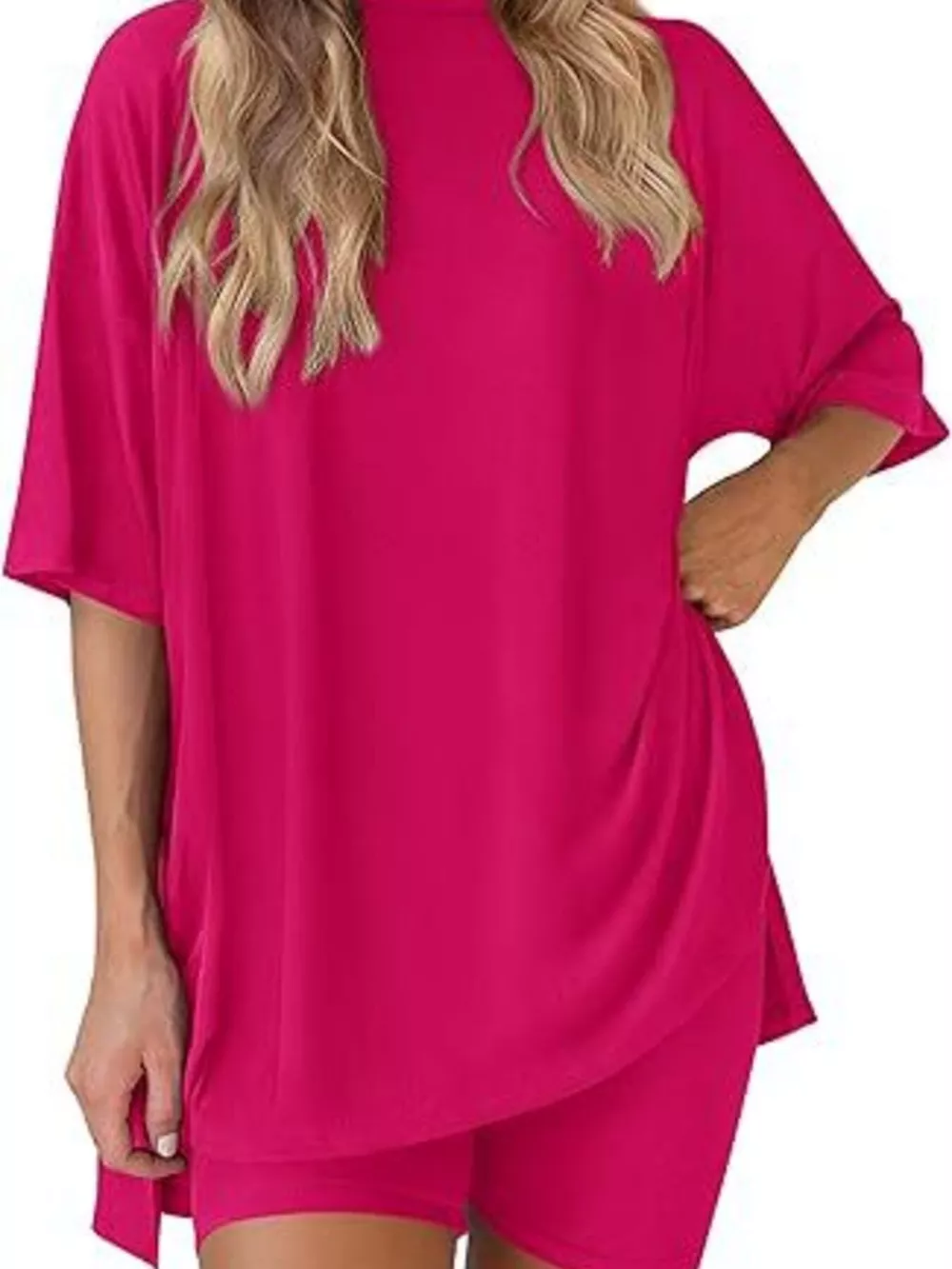 Full Size Half Sleeve T-Shirt and Shorts Set Plus Size, image 35