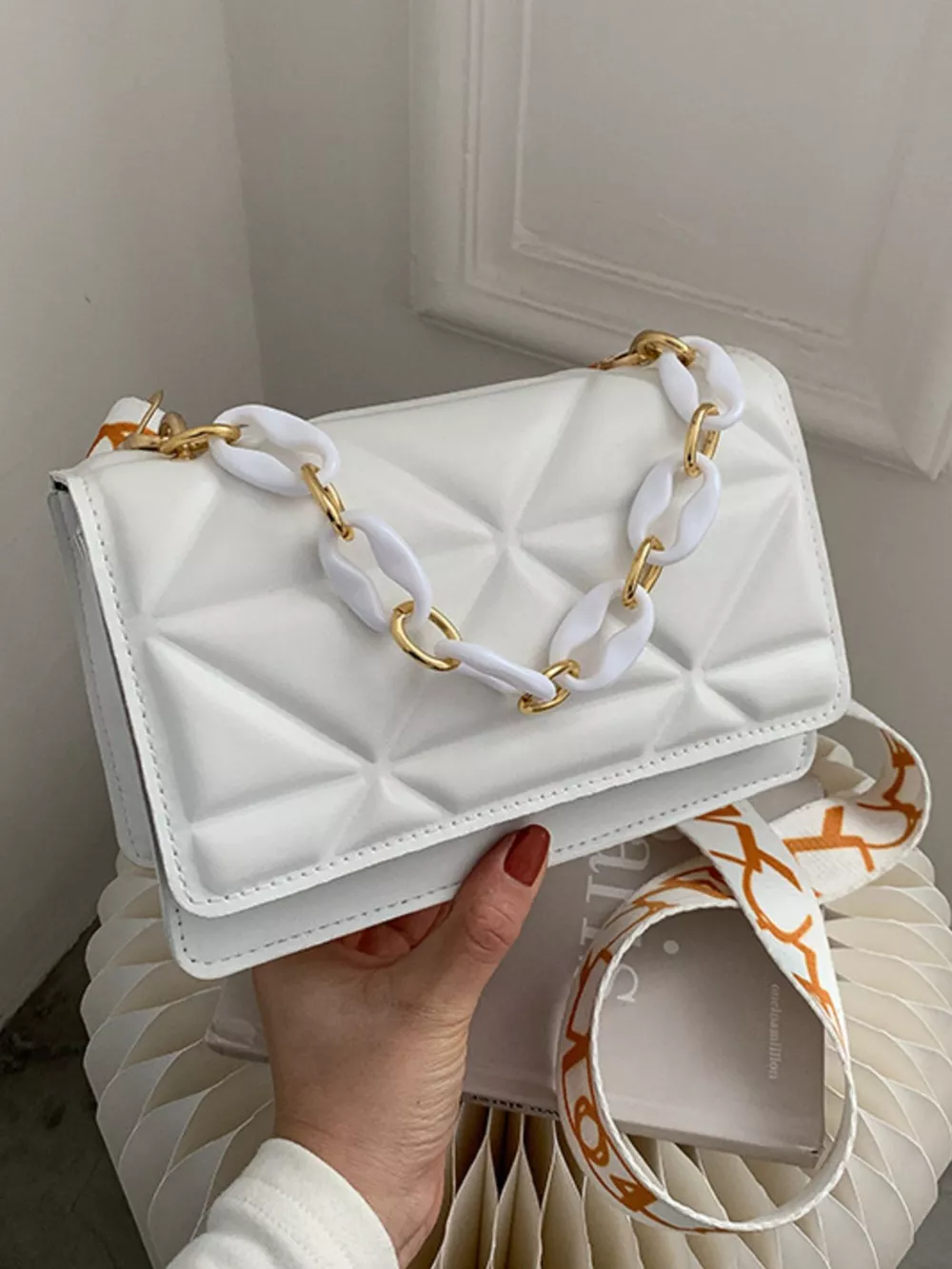 Quilted Adjustable Strap Crossbody Bag, image 3
