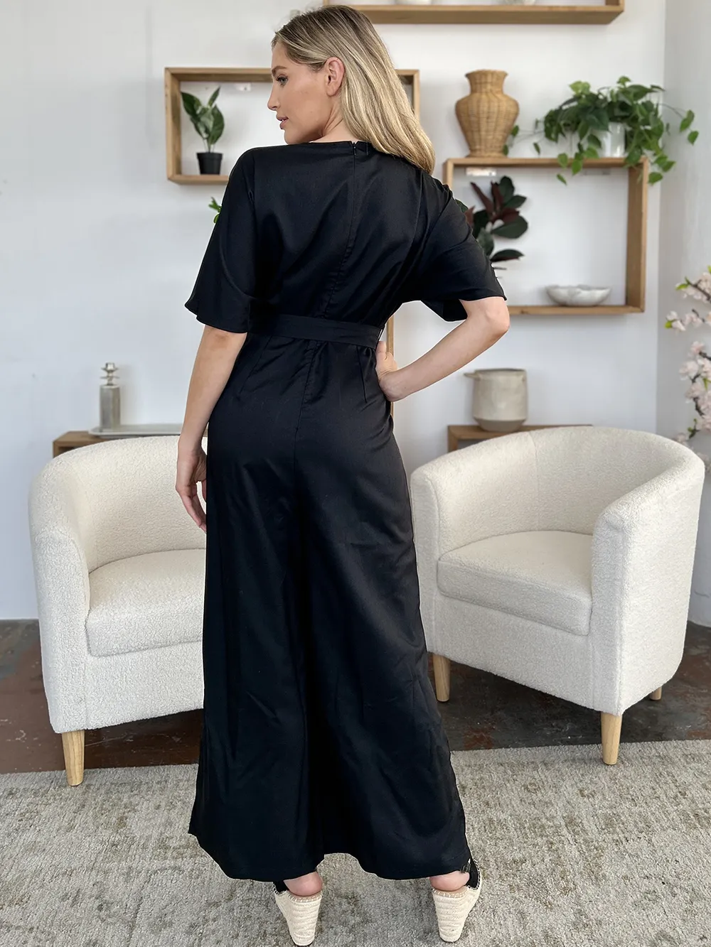 Full Size V-Neck Tied Side Slit Jumpsuit, image 10