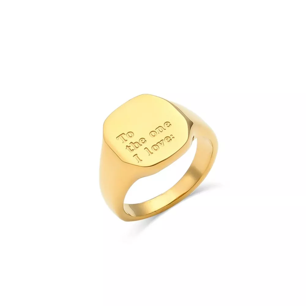 18K Gold-Plated Letter Signet Ring, image 8