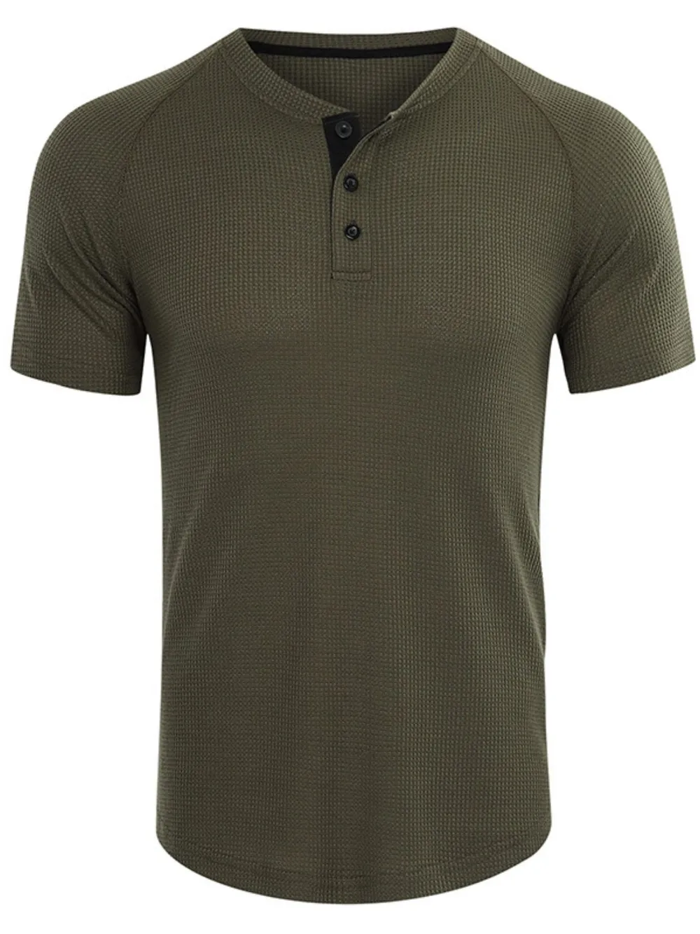 Men's Casual Waffle Knit Henley T-Shirt