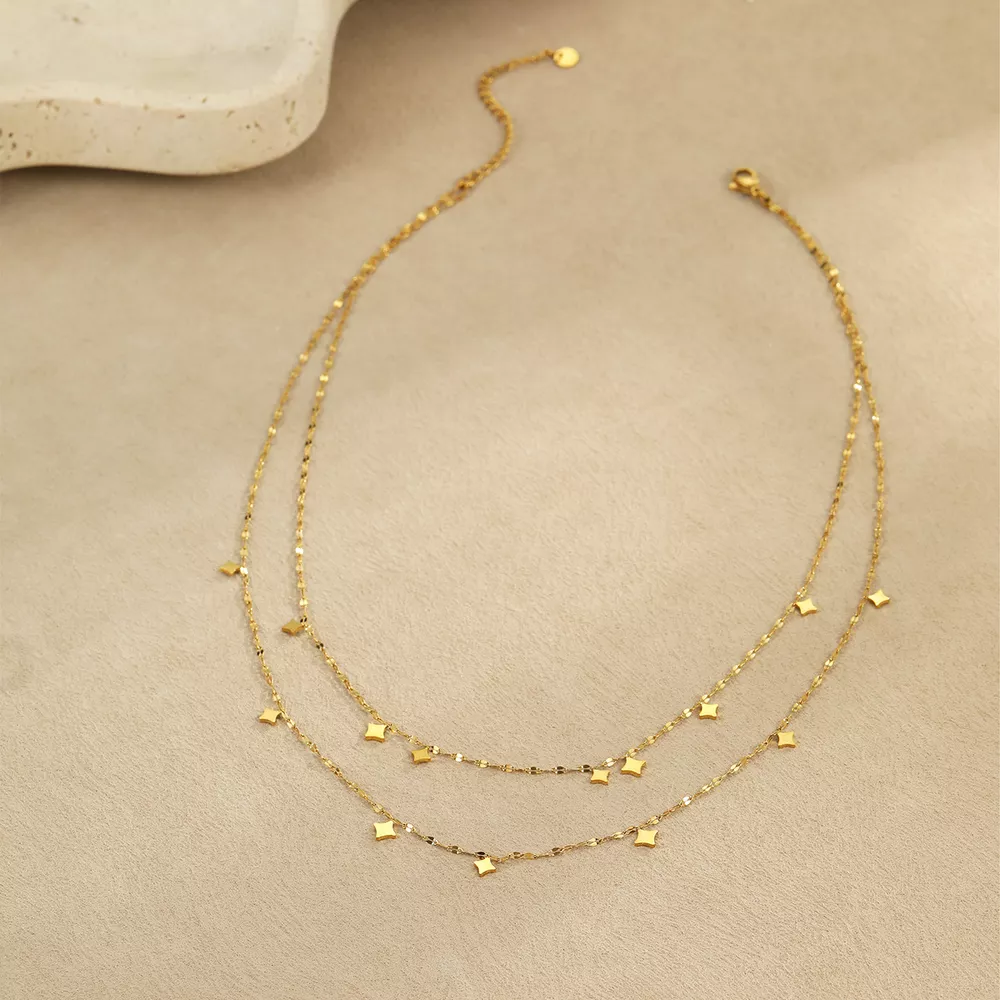 18K Gold-Plated Layered Star Charm Necklace, image 5