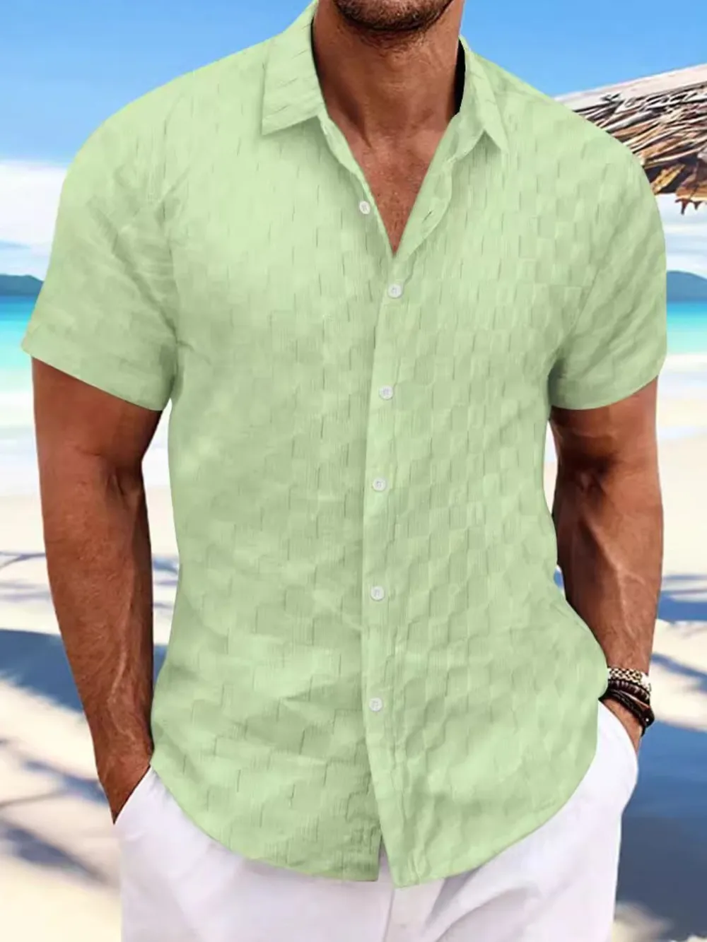 Men's Full Size Button Up Short Sleeve Shirt Plus Size, image 4