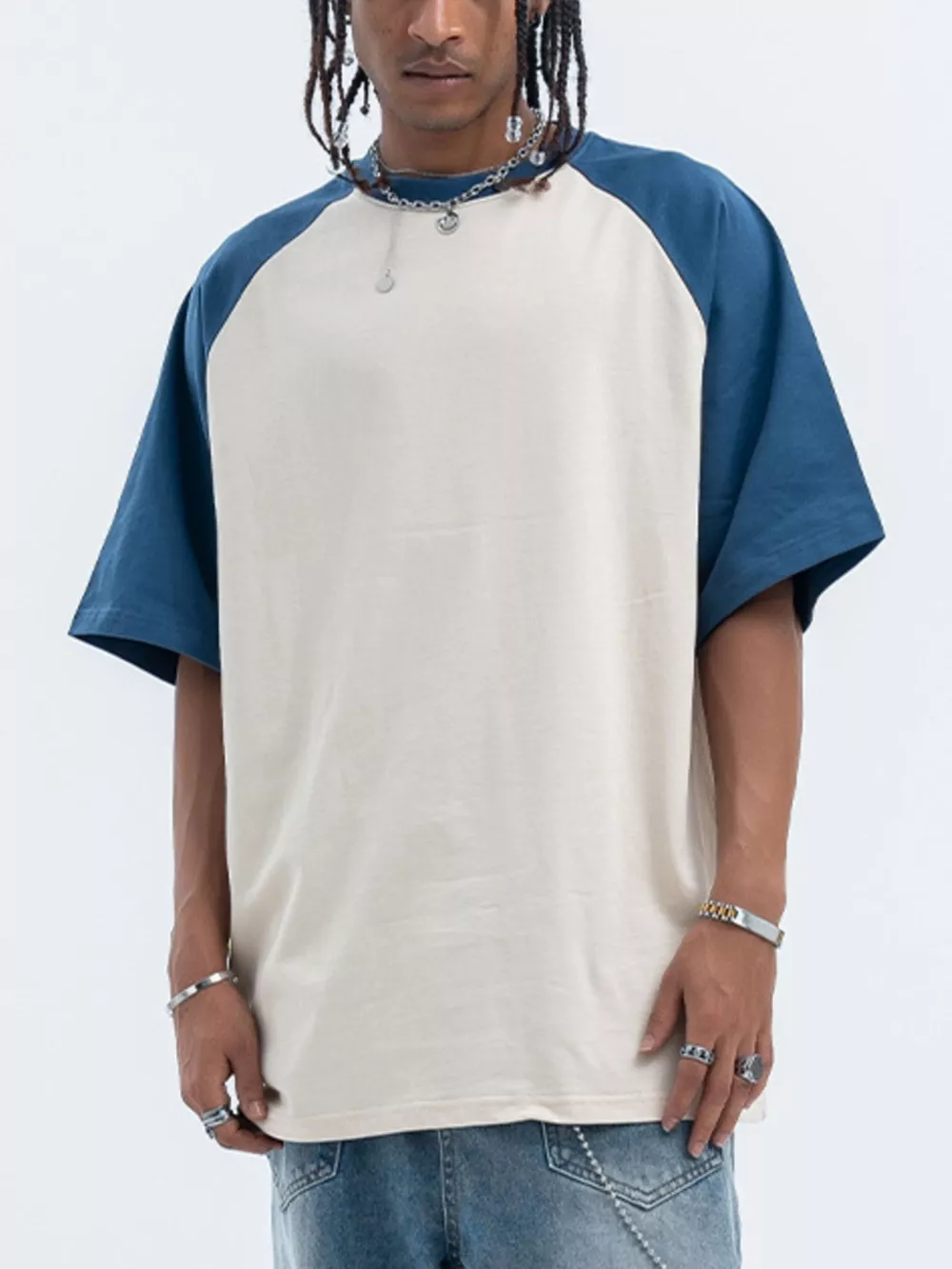 Men's Contrast Round Neck Half Sleeve T-Shirt
