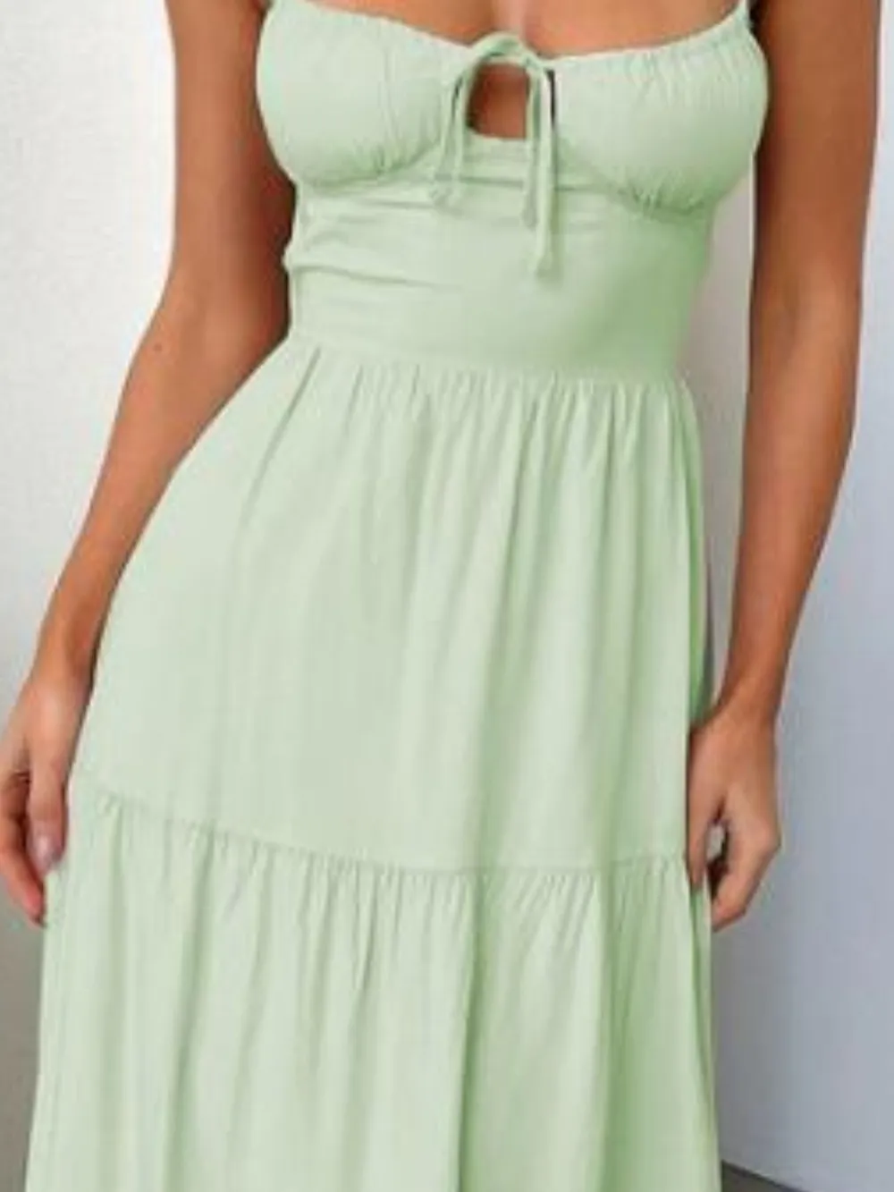 Tiered Lace Up Spaghetti Straps Maxi Dress, image 16