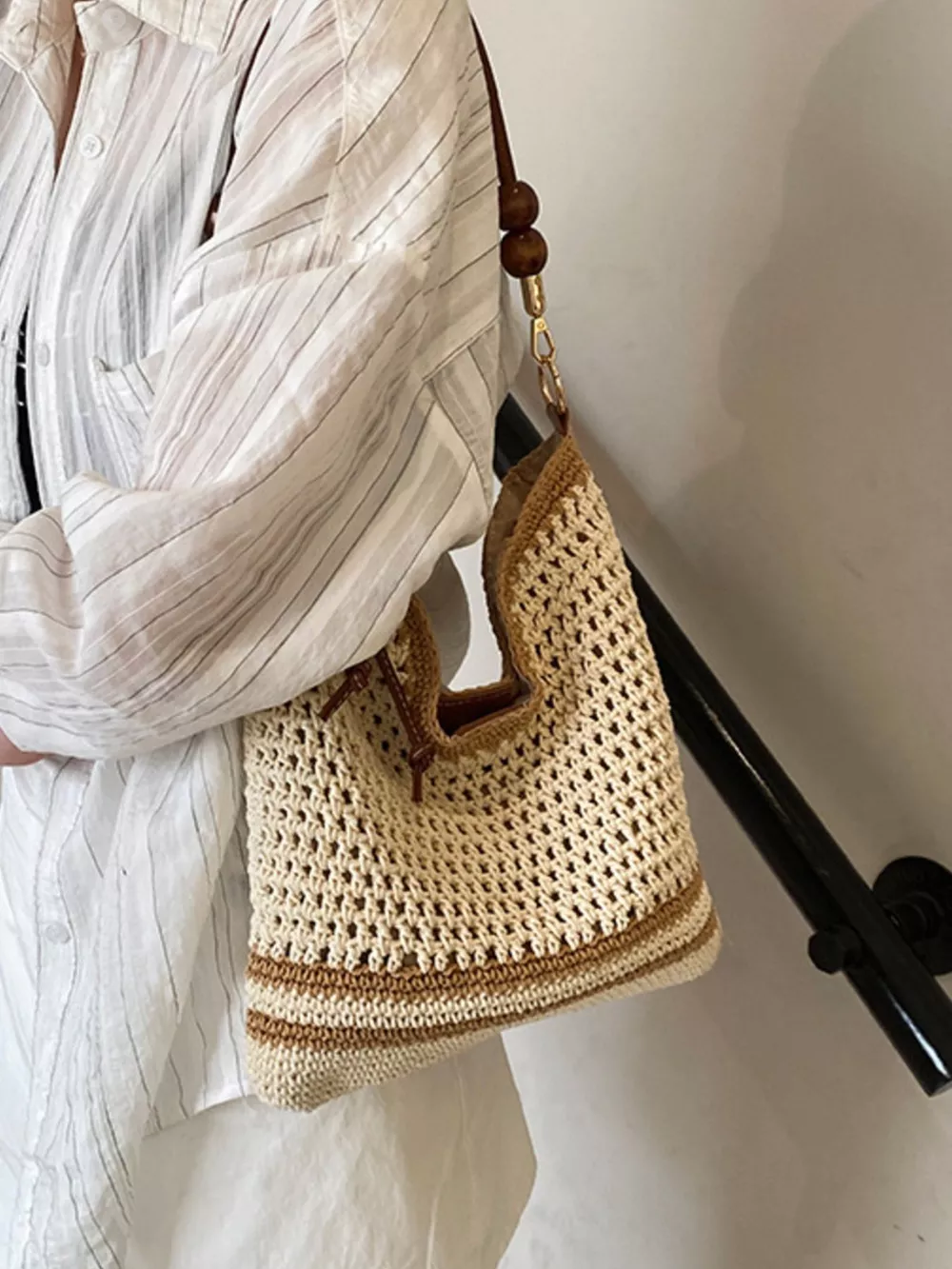 Crochet Knit Shoulder Bag, image 4
