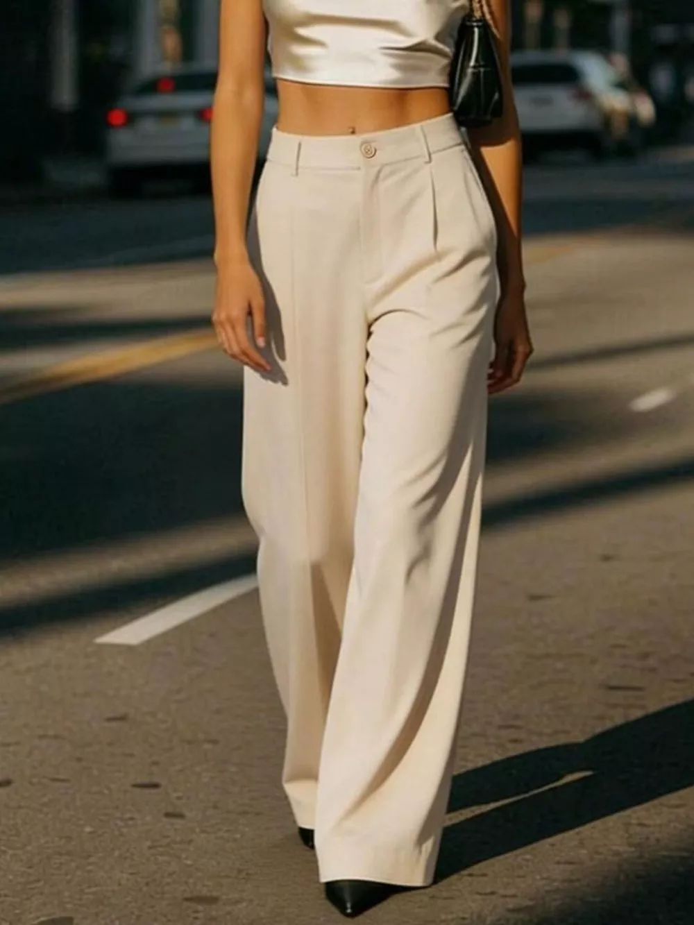 High-Waisted Wide-Leg Pleated Pants, image 2