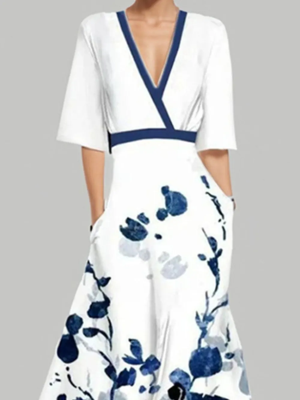 Floral Print Half Sleeve Wrap Maxi Dress, image 14