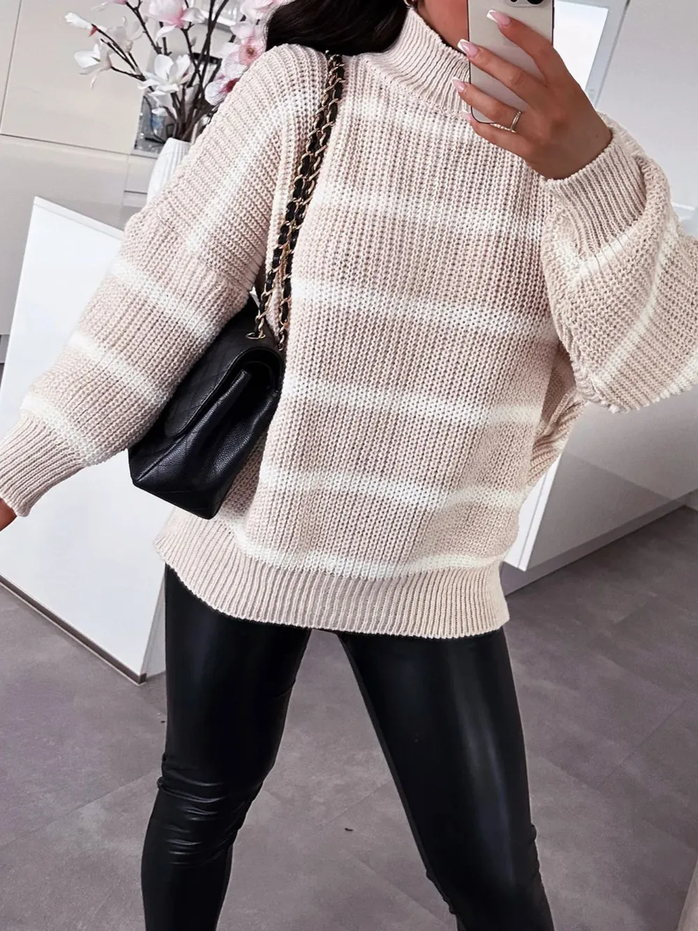 Striped Turtleneck Long Sleeve Sweater, image 19
