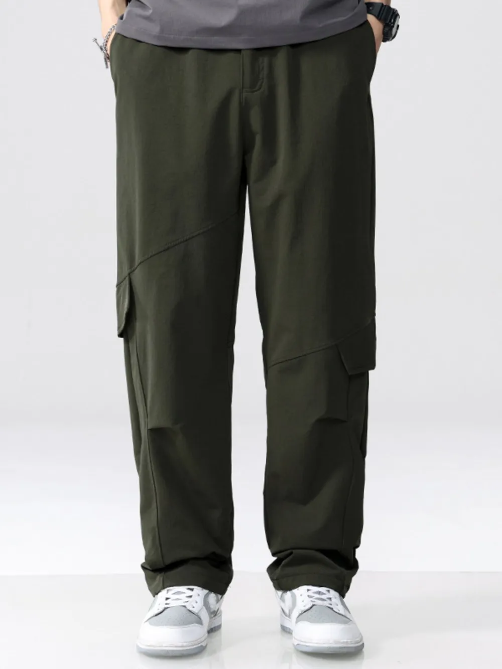 Men's Plus Size Straight Leg Cargo Combat Pants, image 2