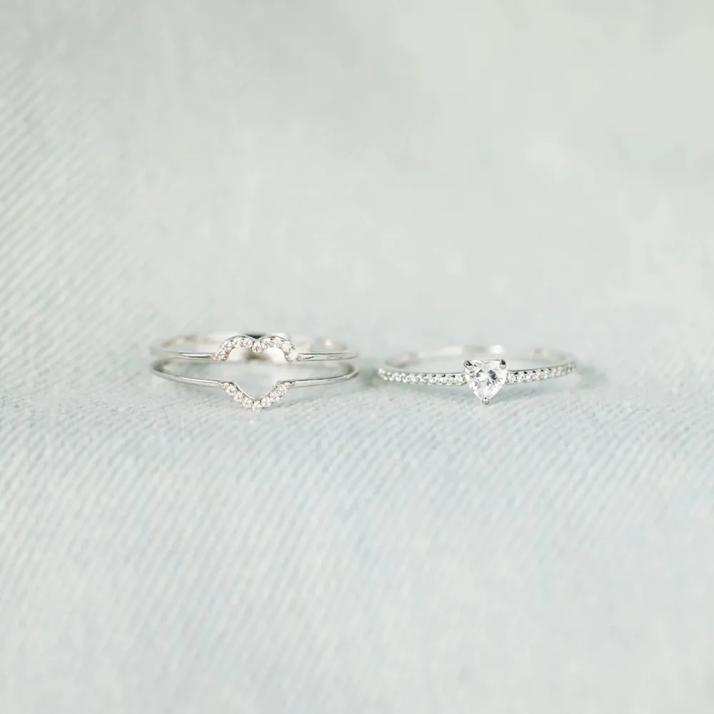925 Sterling Silver Inlaid Zircon Heart Ring, image 3