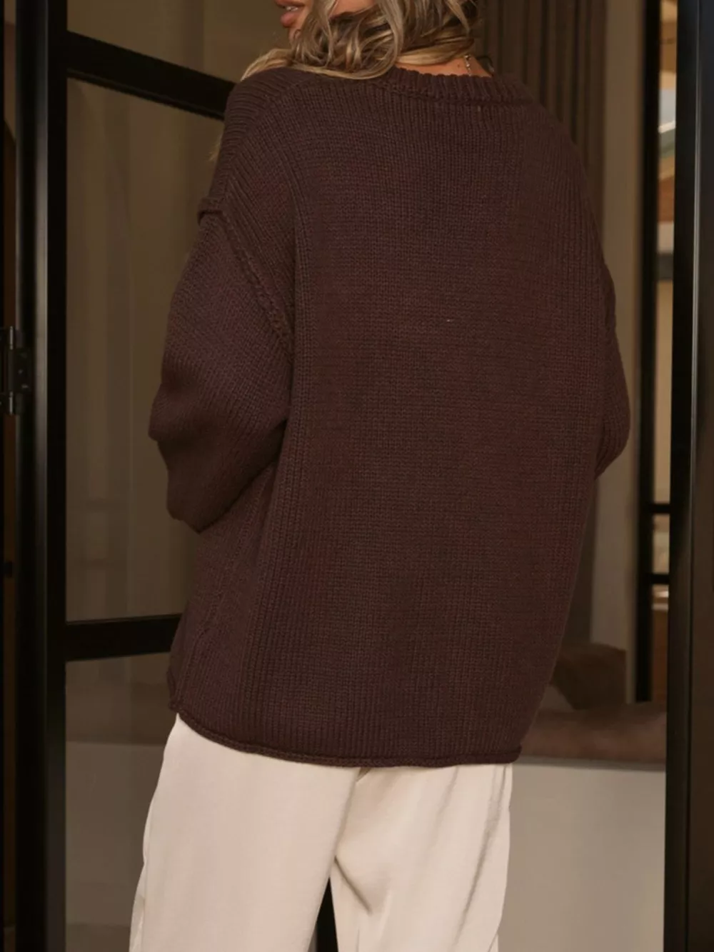 Crew Neck Dropped Shoulder Sweater, image 14